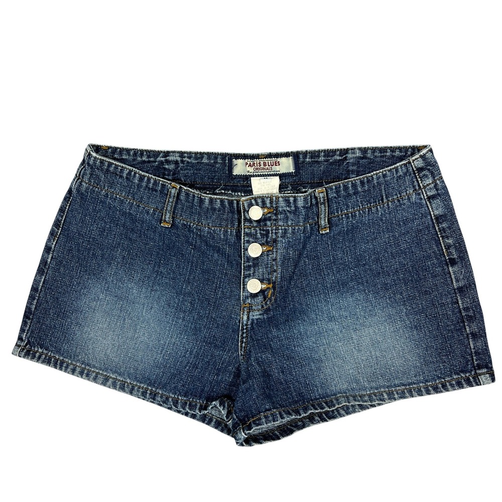 Paris Blues Denim Shorts 11 Blue Button Fly Vintage Y2K 90s Grunge Indie Coastal